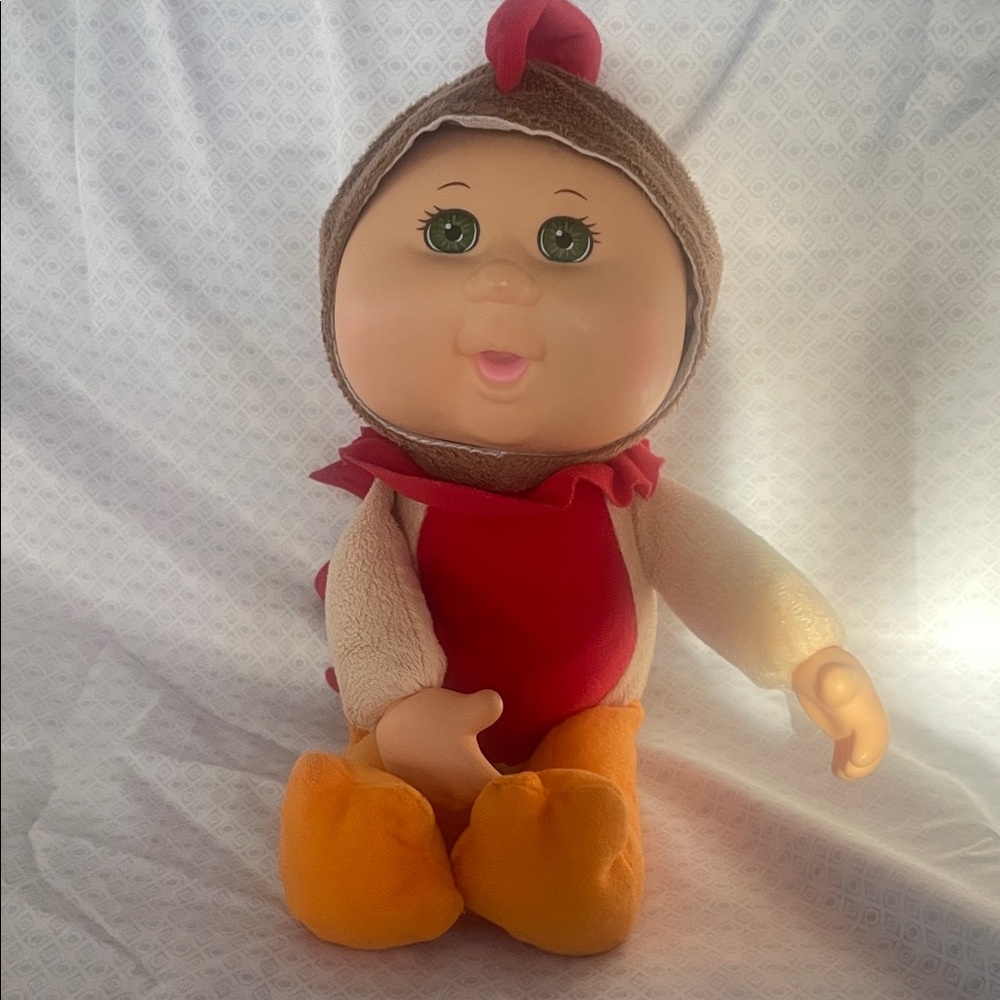 Charming Plush Doll in Red and Orange Outfit